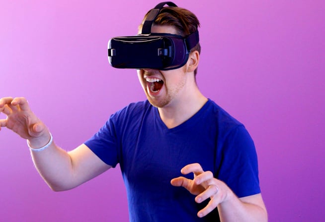 man using VR set